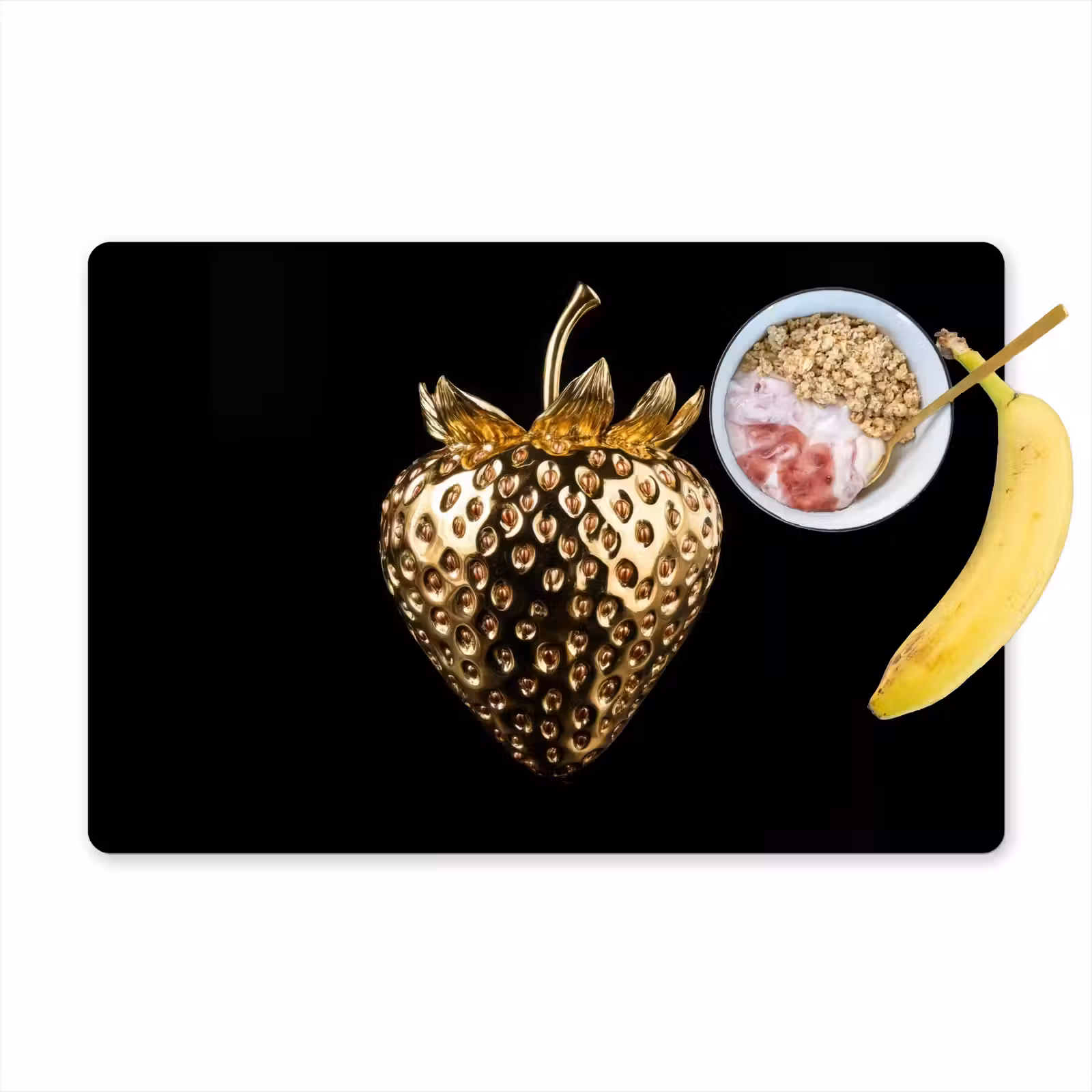 Tischset - Erdbeere - Gold - Schwarz - Chrom - 6 Stück — 1