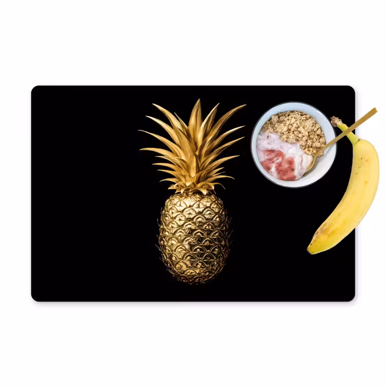 Tischset - Ananas - Schwarz - Gold - Luxus - 6 Stück — 1