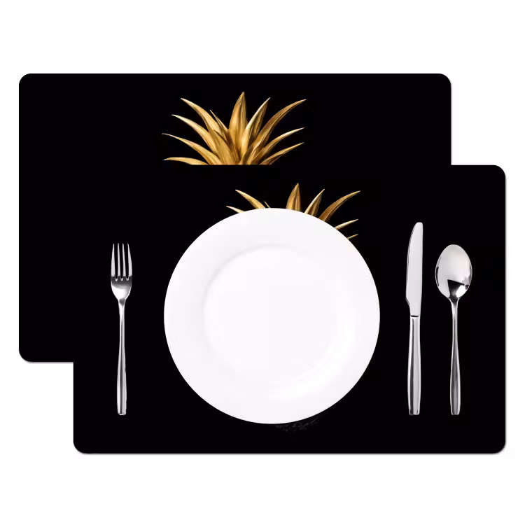 Tischset - Ananas - Schwarz - Gold - Luxus - 6 Stück — 2