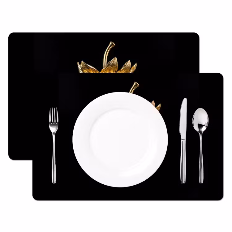 Tischset - Erdbeere - Gold - Schwarz - Chrom - 6 Stück — 2