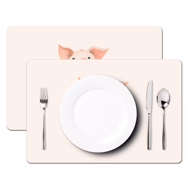 Tischset - 6 Stück - Schwein - Rosa - Tier - Pastellfarben - 6 Stück — 2