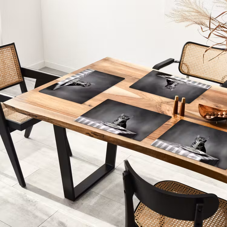 Tischset - Bengalisch - Katze - Tischtuch - Schwarz - Weiß - Tier - 6 Stück — 4