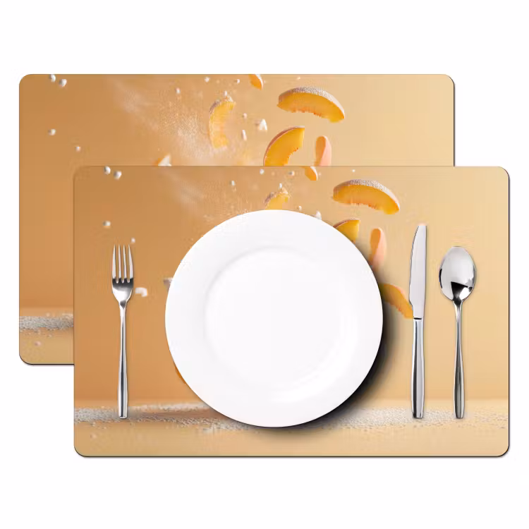 Tischset - Pfirsich - Essen - Torte - Orange - 6 Stück — 2