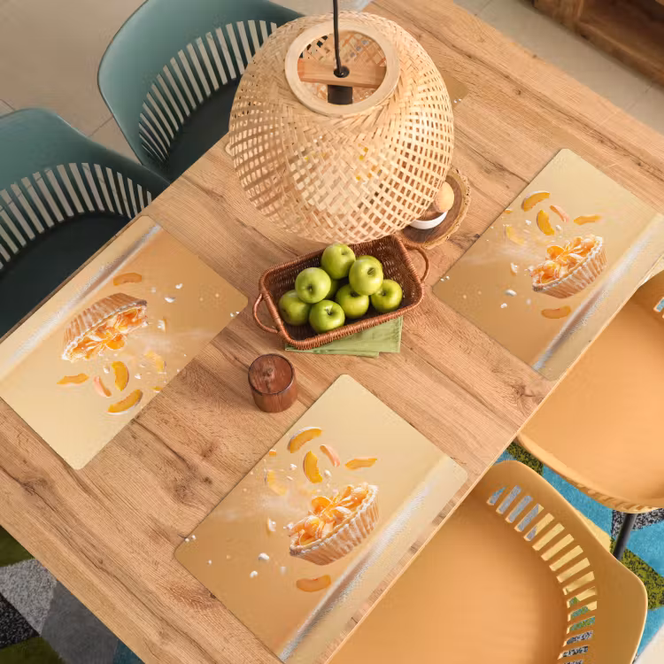 Tischset - Pfirsich - Essen - Torte - Orange - 6 Stück — 3