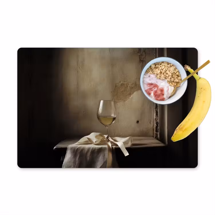 Tischset - Schleife - Beige - Weiß - Wein - 6 Stück — 1