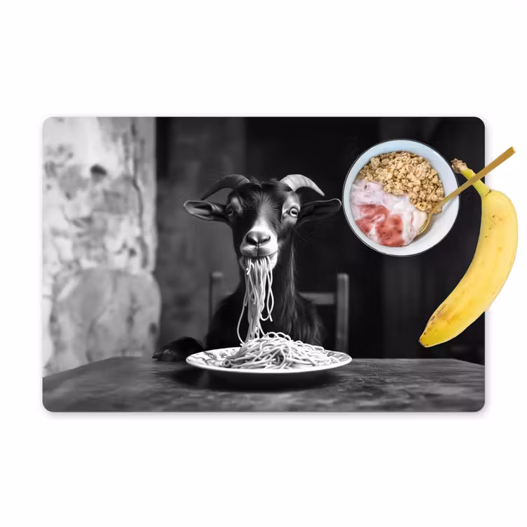 Tischset - Ziege - Teller - Spaghetti - Schwarz und weiß - 6 Stück — 1