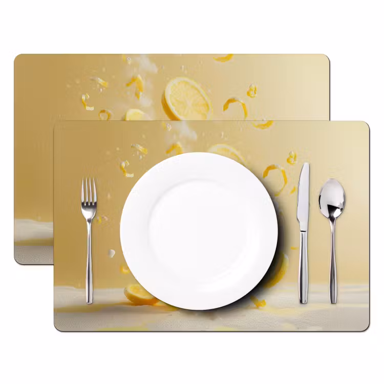 Tischset - Zitrone - Kuchen - Lebensmittel - Gelb - 6 Stück — 2