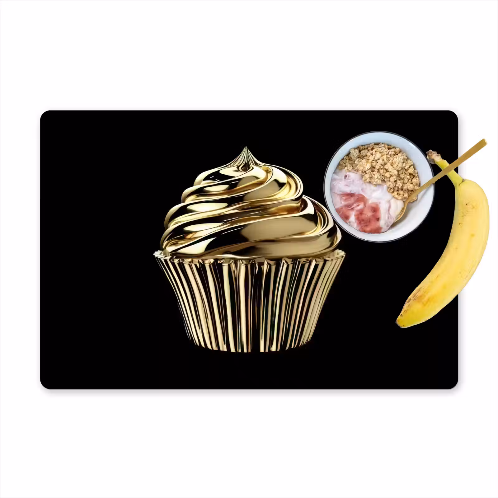 Tischset - Cupcake - Lebensmittel - Gold - Schwarz - 6 Stück — 1