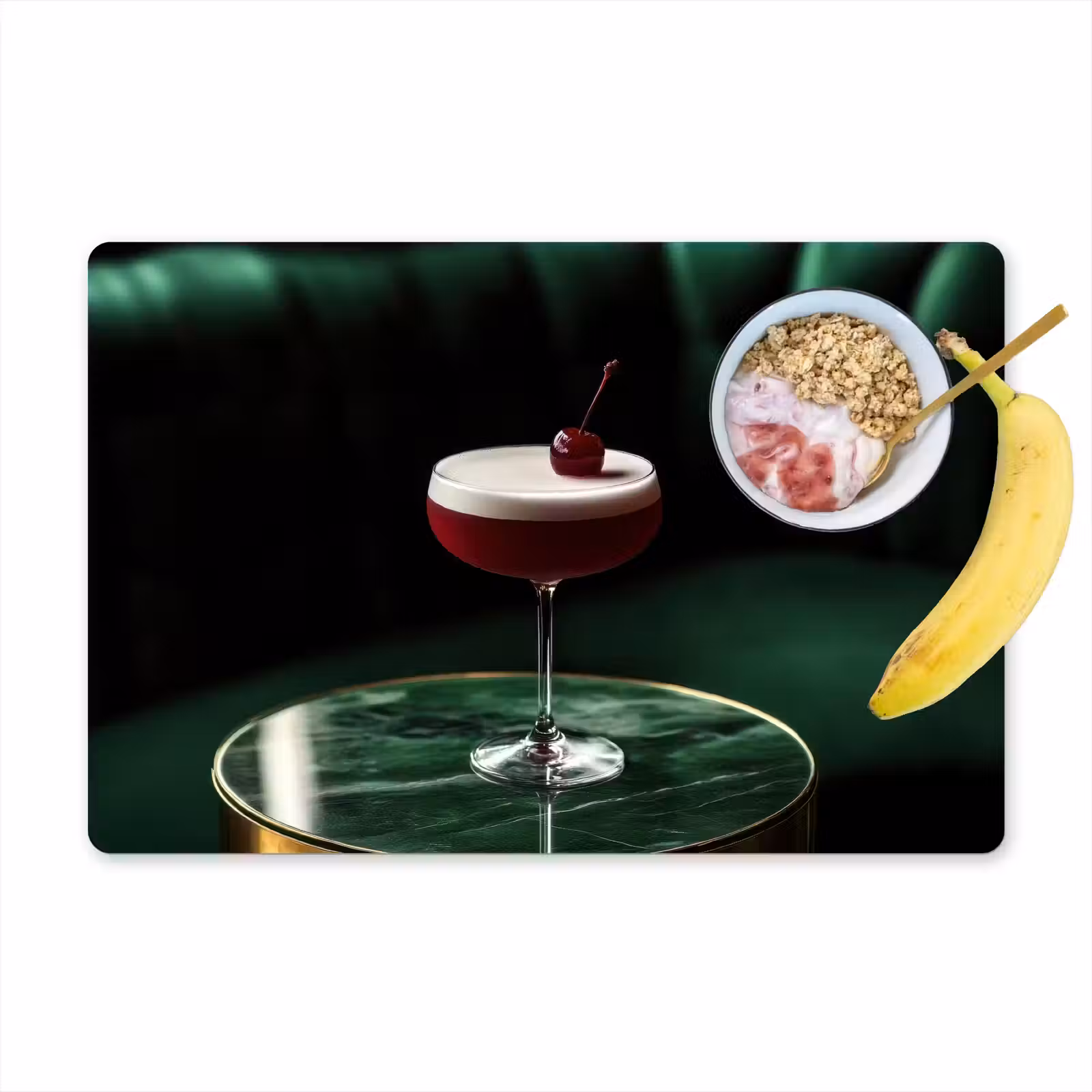 Tischset - Kirsche - Cocktail - Rot - Marmor - 6 Stück — 1