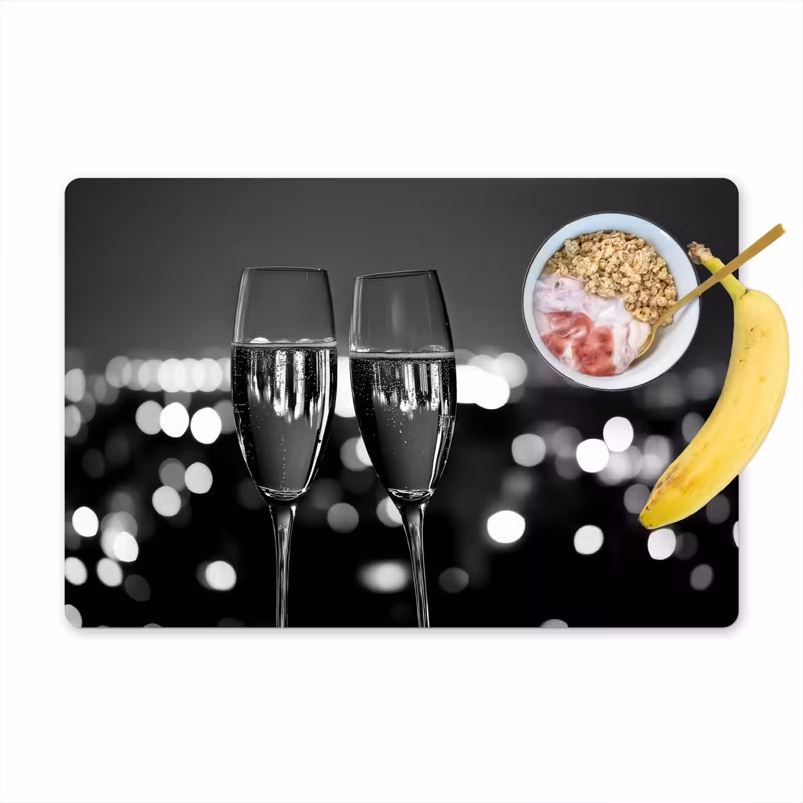 Tischset - Seifenblasen - Prost - Champagnergläser - Lichter der Stadt - 6 Stück — 1