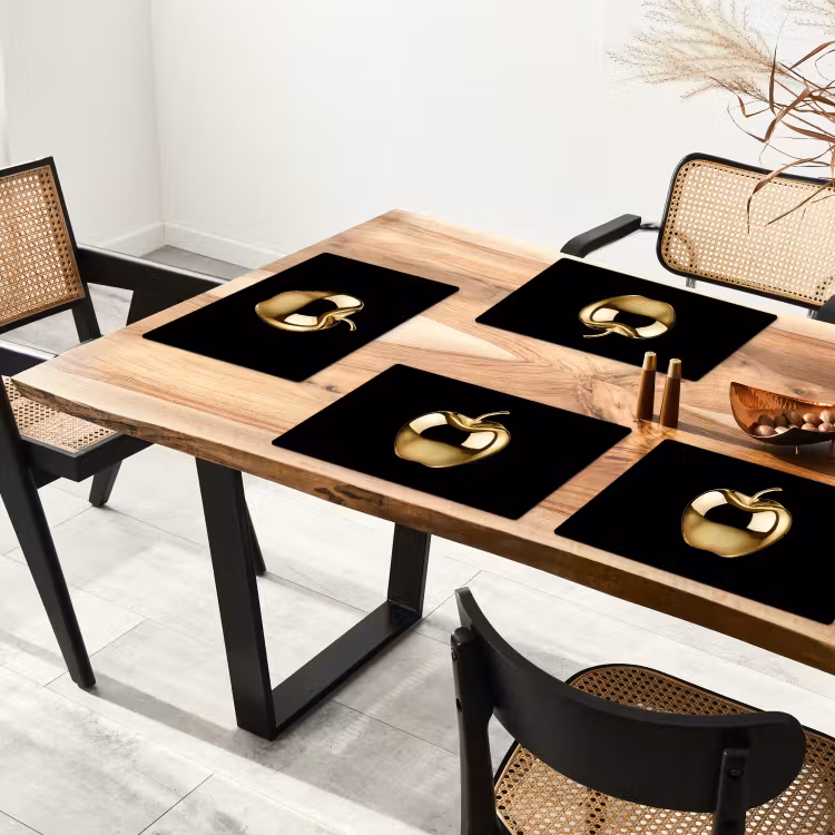 Tischset - Apfel - Gold - Chrom - Schwarz - 6 Stück — 4