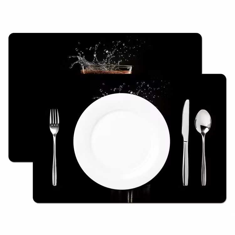 Tischset - Cocktail - Schwarz - Spritzer - Glas - 6 Stück — 2