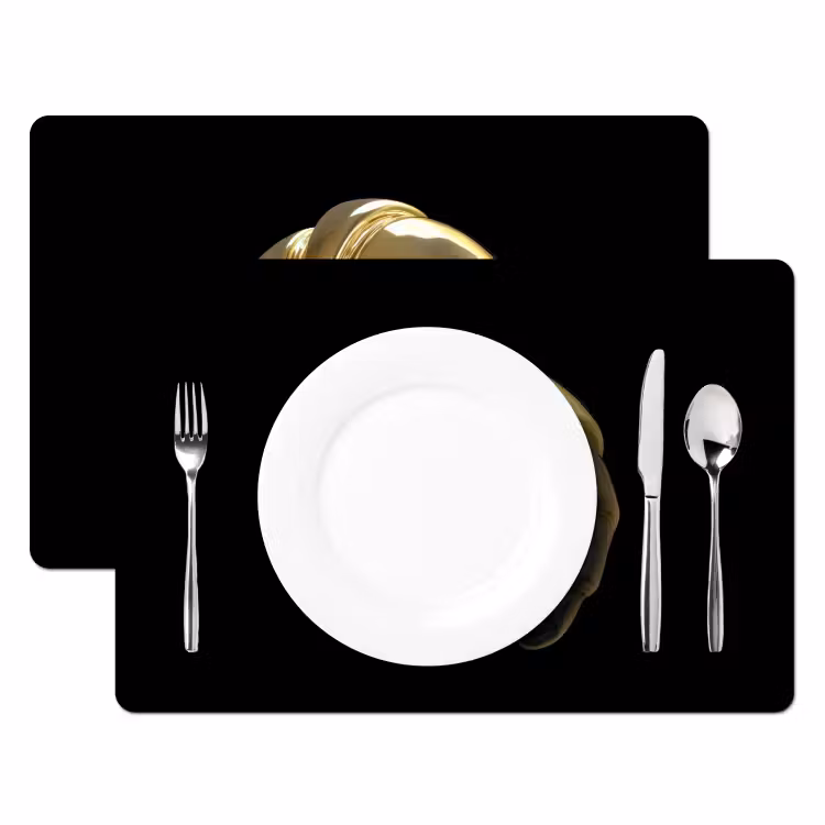 Tischset - Croissant - Brot - Gold - Schwarz - 6 Stück — 2