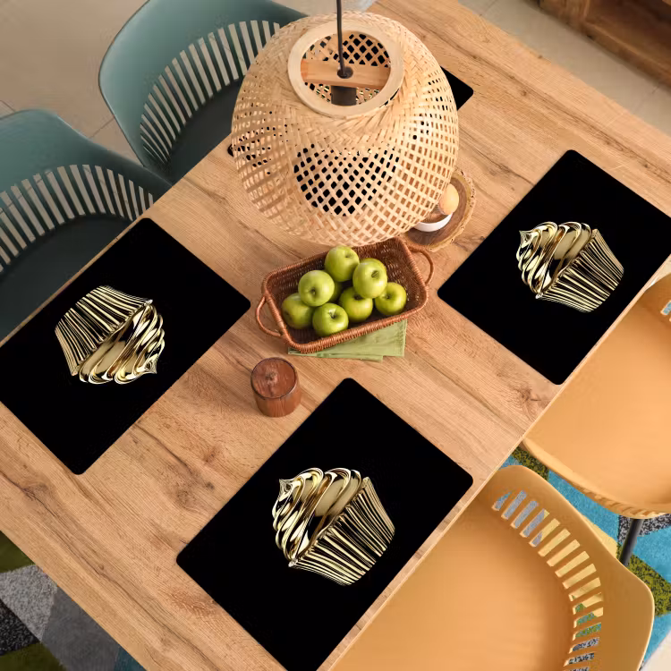 Tischset - Cupcake - Lebensmittel - Gold - Schwarz - 6 Stück — 3