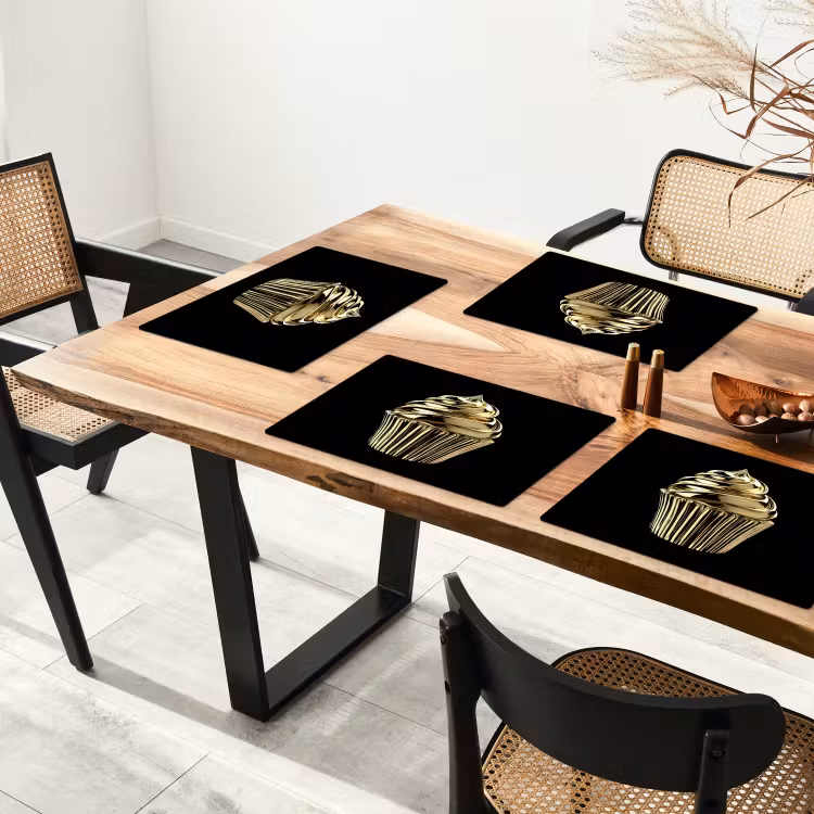 Tischset - Cupcake - Lebensmittel - Gold - Schwarz - 6 Stück — 4