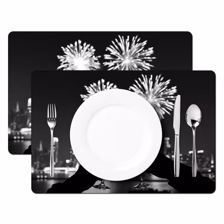 Tischset - Feuerwerk - Prost - Skyline - Champagner - 6 Stück — 2
