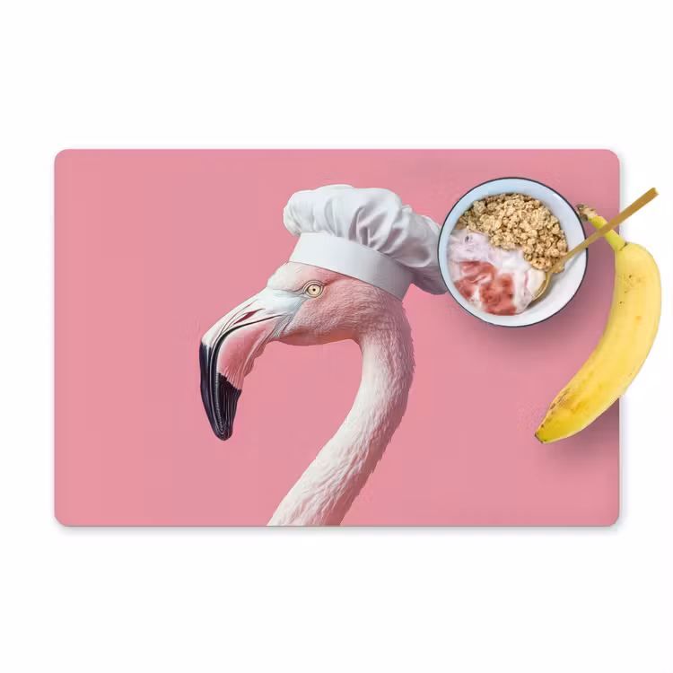 Tischset - Flamingo - Rosa - Kochmütze - Vogel — 1