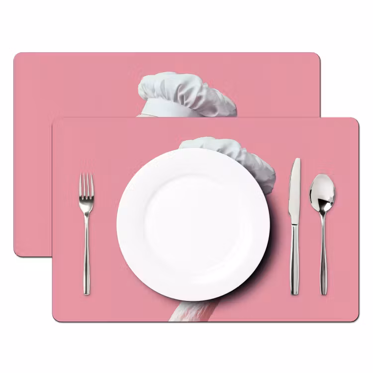 Tischset - Flamingo - Rosa - Kochmütze - Vogel — 2