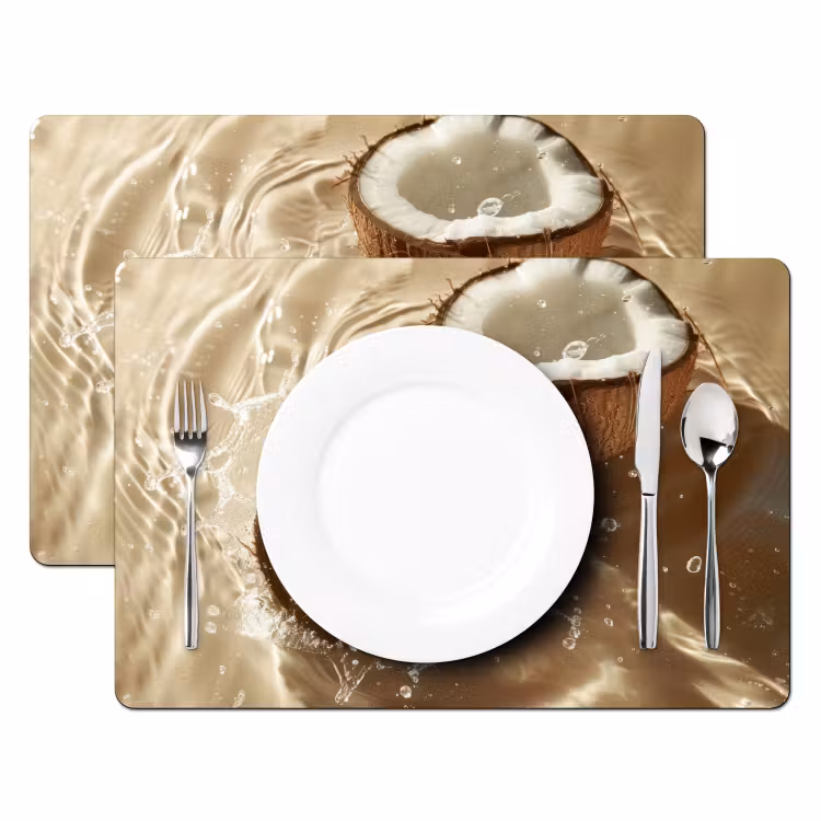 Tischset - Kokosnuss - Wasser - Beige - Spritzer - 6 Stück — 2
