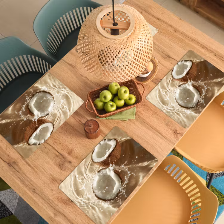 Tischset - Kokosnuss - Wasser - Beige - Spritzer - 6 Stück — 3