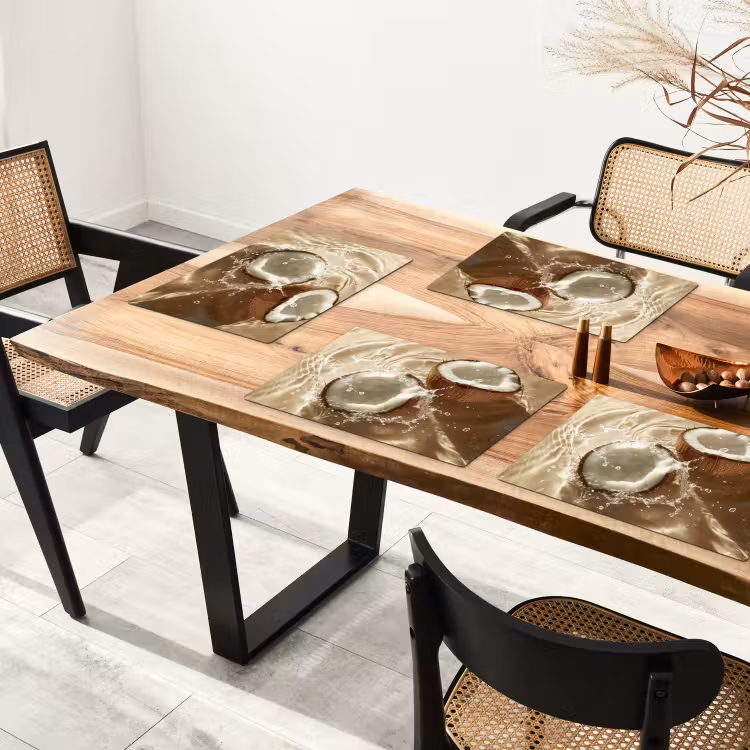 Tischset - Kokosnuss - Wasser - Beige - Spritzer - 6 Stück — 4