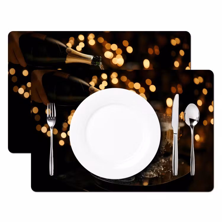 Tischset - Lichter - Champagner - Tablett - Gläser - 6 Stück — 2