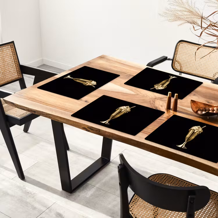 Tischset - Milchshake - Gold - Trinkend - Schwarz - 6 Stück — 4