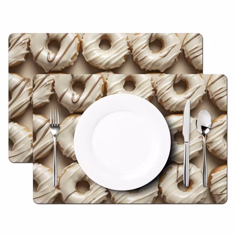 Tischset - Donuts - Schokolade - Weiß - Beige - 6 Stück — 2
