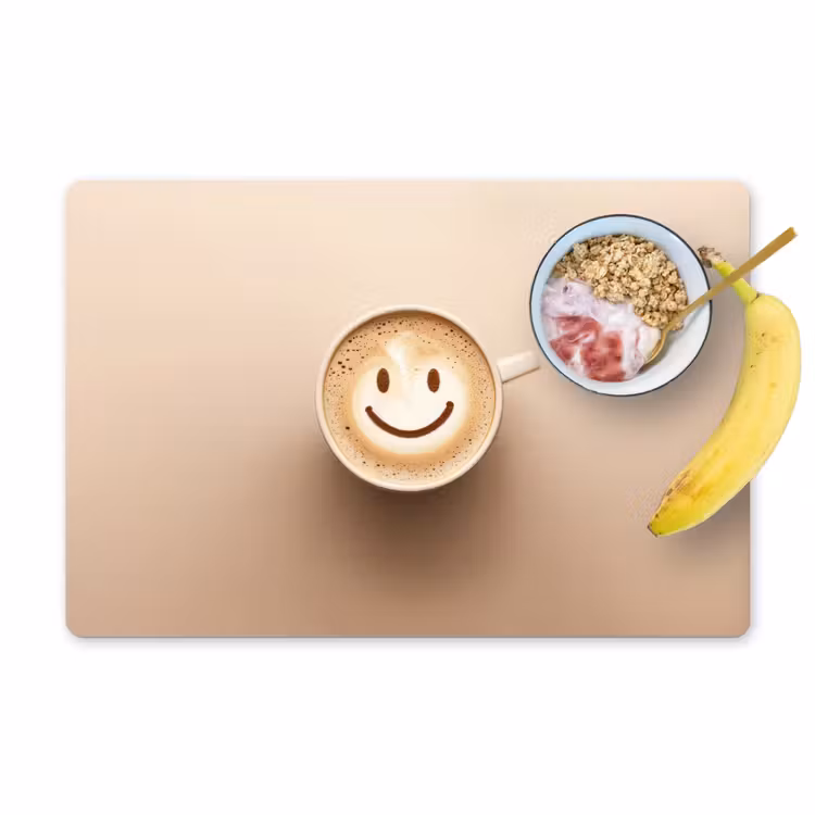 Tischset - Kaffee - Milchschaum - Lächeln - Beige - 6 Stück — 1