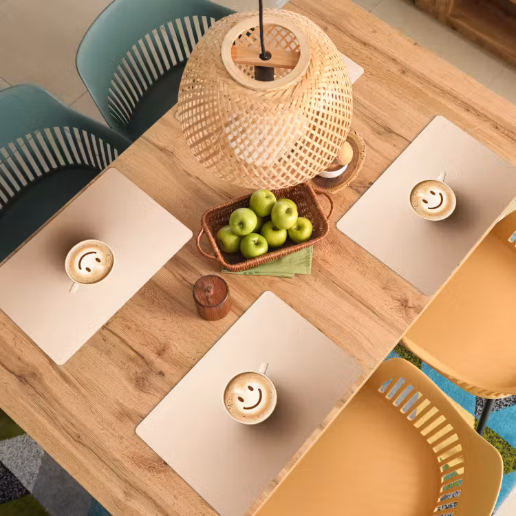 Tischset - Kaffee - Milchschaum - Lächeln - Beige - 6 Stück — 3