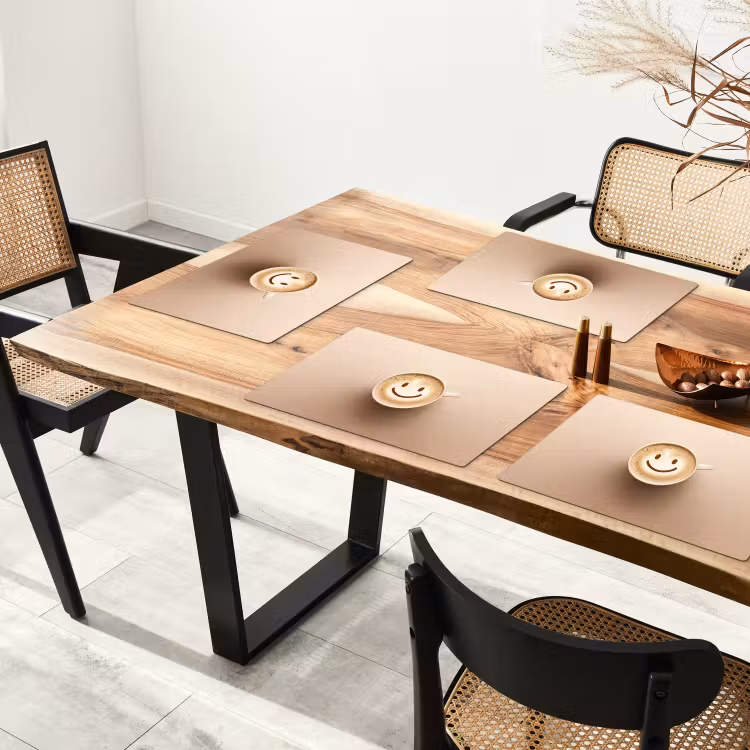 Tischset - Kaffee - Milchschaum - Lächeln - Beige - 6 Stück — 4