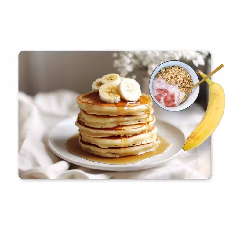 Tischset - Pfannkuchen - Banane - Sirup - Weiß - Beige - 6 Stück — 1