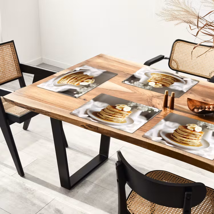 Tischset - Pfannkuchen - Banane - Sirup - Weiß - Beige - 6 Stück — 4