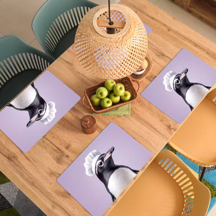 Tischset - Pinguin - Kochmütze - Lieb - Lila — 3