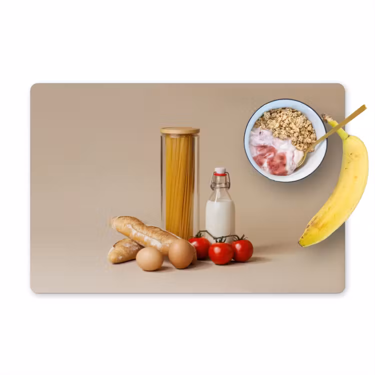 Tischset - Spaghetti - Milch - Tomaten - Eier - Brot - 6 Stück — 1