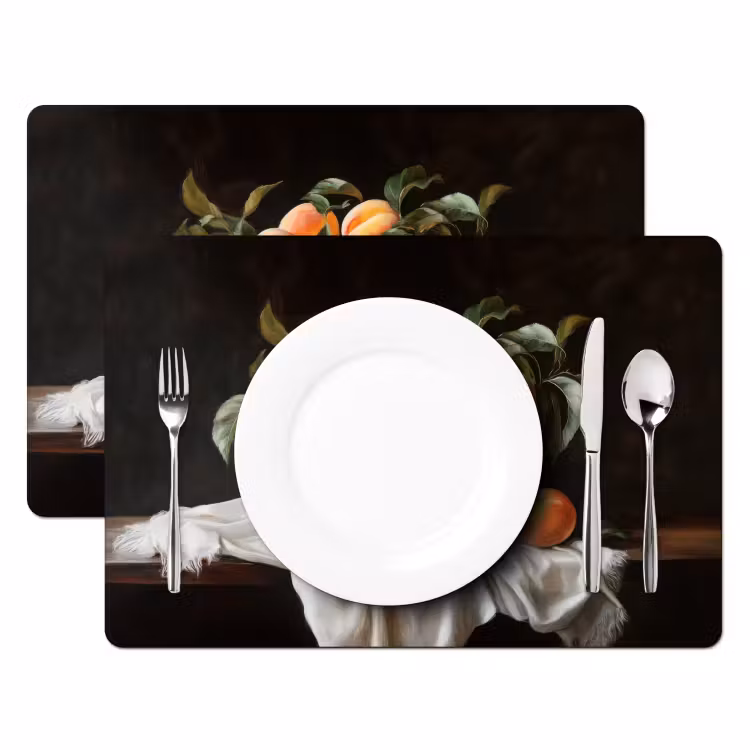 Tischset - Stillleben - Pfirsiche - Vintage - 6 Stück — 2