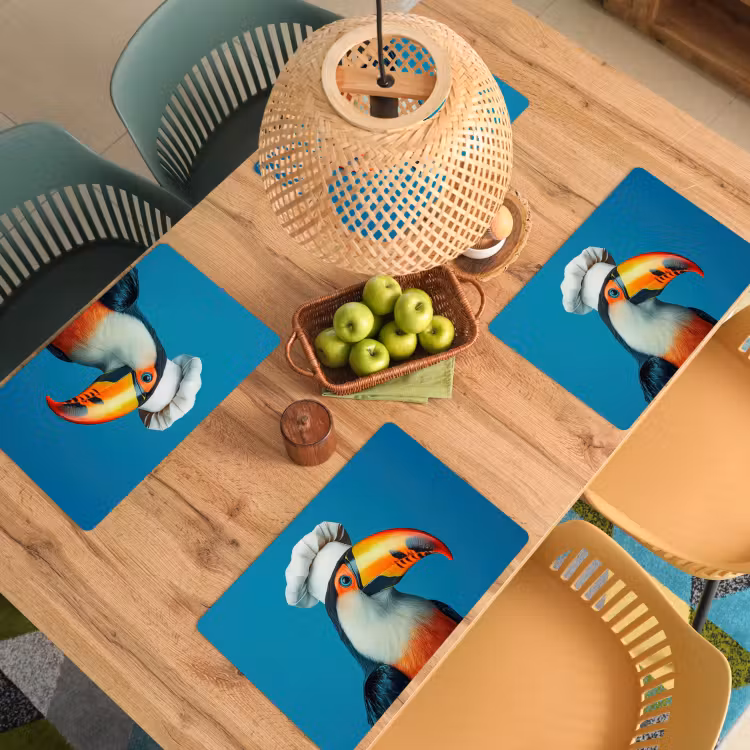 Tischset - Tukan - Papagei - Vogel - Kochmütze — 3