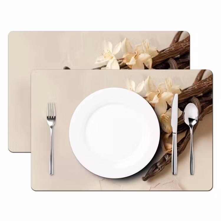 Tischset - Vanille - Geblümt - Beige - 6 Stück — 2