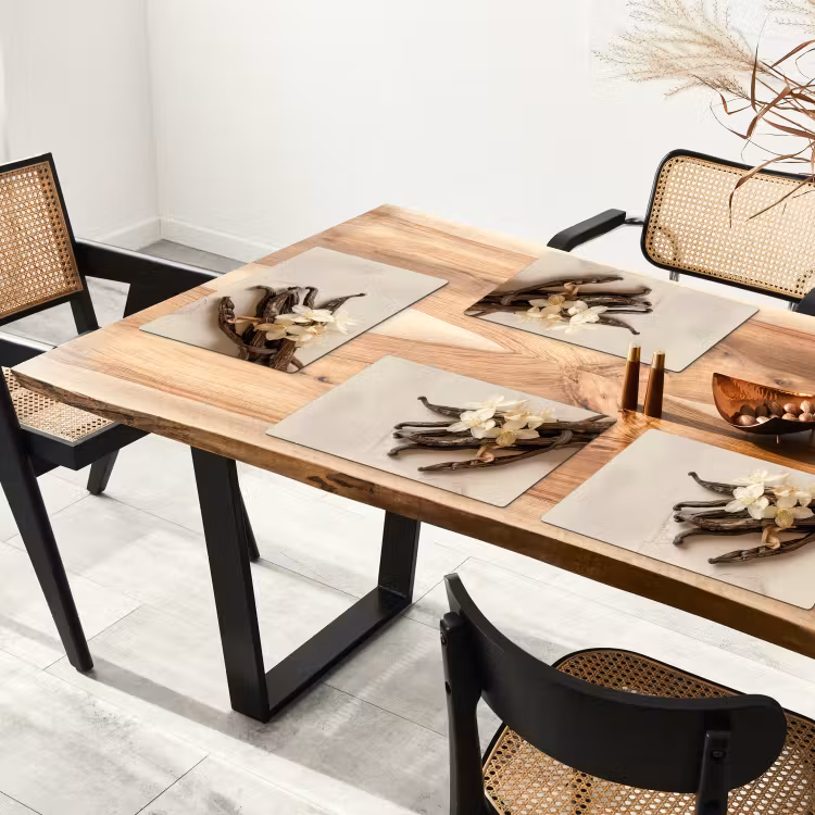 Tischset - Vanille - Geblümt - Beige - 6 Stück — 4