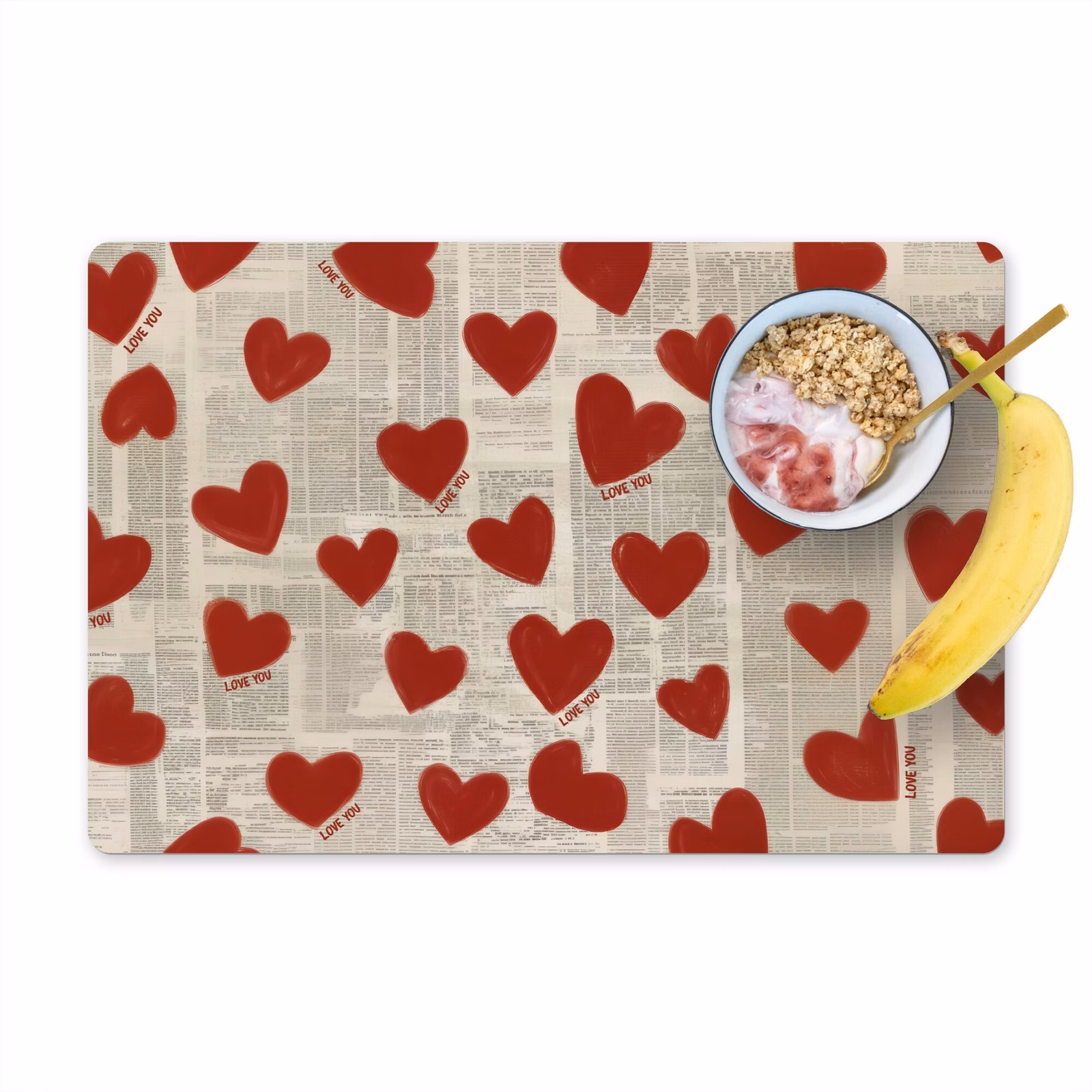 Tischset - Herzen - Zeitung - Loveyou - 6 Stück — 1