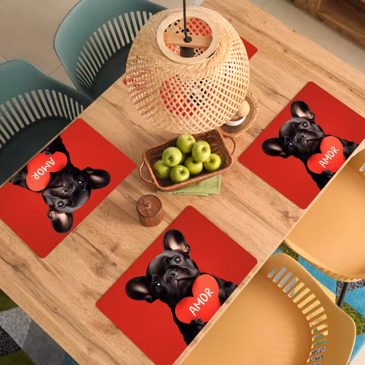 Tischset - Amor - Hund - Herz - Rot - 6 Stück — 3
