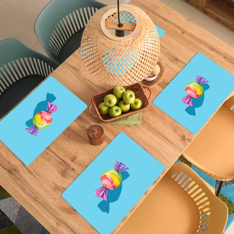 Tischset - Blau - Bonbon - Regenbogen - 6 Stück — 3