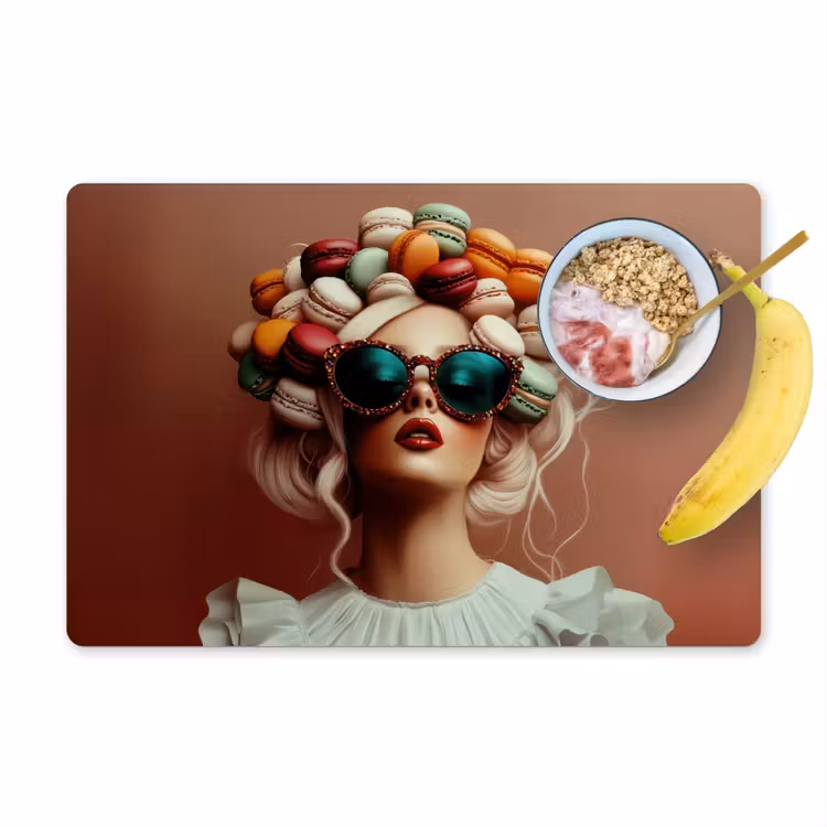 Tischset - Frau - Makronen - Brille - 6 Stück — 1