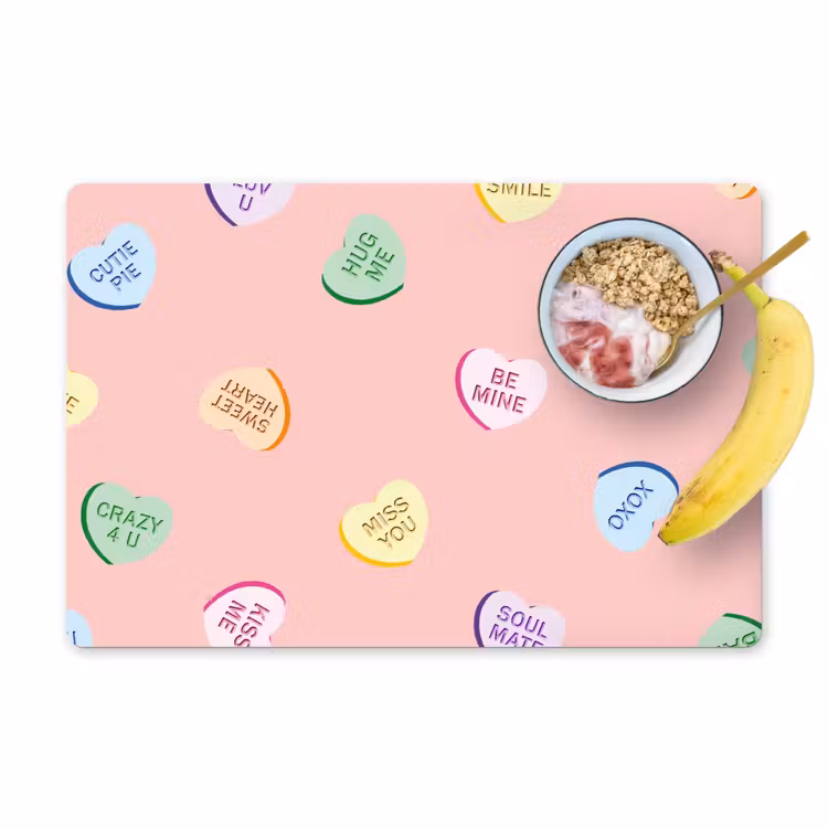 Tischset - Herz - Bonbon - Pastell - Text - 6 Stück — 1