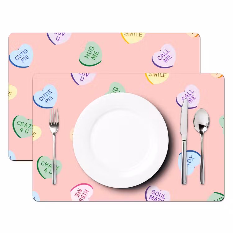 Tischset - Herz - Bonbon - Pastell - Text - 6 Stück — 2