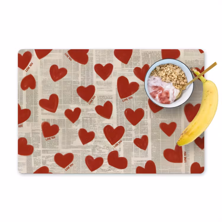 Tischset - Herzen - Zeitung - Loveyou - 6 Stück — 1