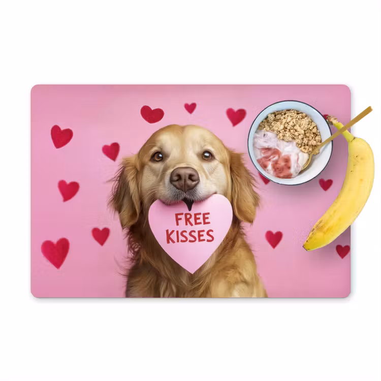 Tischset - Hund - Kuss - Valentinstag - Herzen - 6 Stück — 1