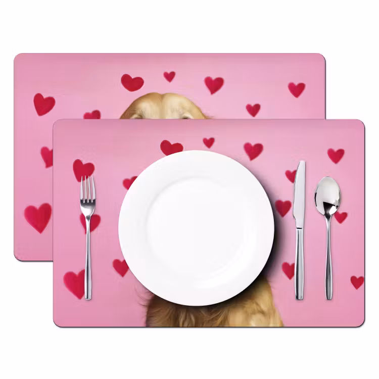 Tischset - Hund - Kuss - Valentinstag - Herzen - 6 Stück — 2