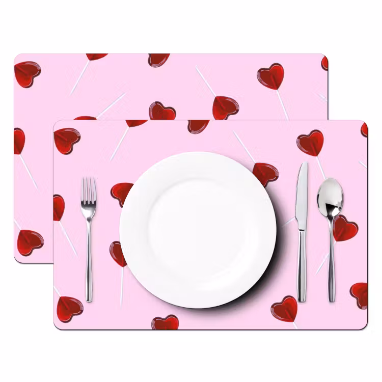 Tischset - Rosa - Herz - Lutscher - Bonbon - 6 Stück — 2