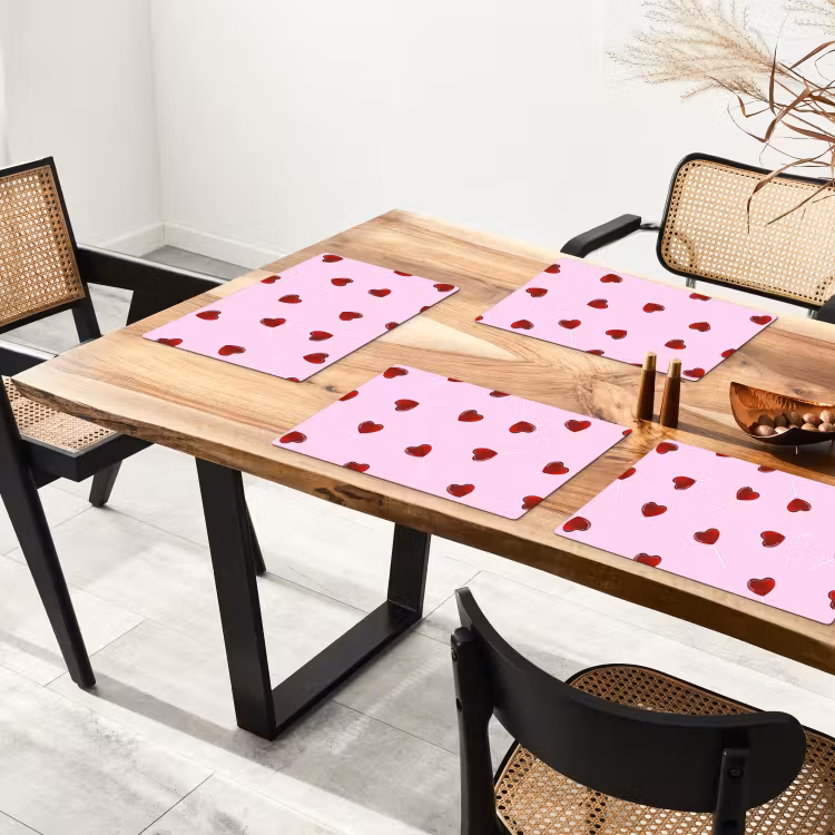 Tischset - Rosa - Herz - Lutscher - Bonbon - 6 Stück — 4